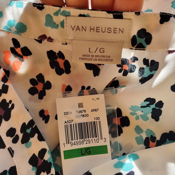 Van Heusen Colorful Animal Print Sheer Lightweight Pullover Top Size L - Picture 7 of 7